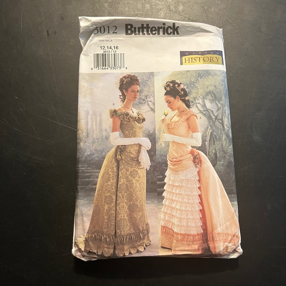 Butterick 3012 Making History Victorian Dress Sewing Pattern Size 12-16 Bustle